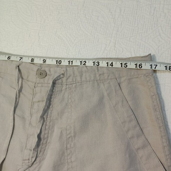 Elan 100% Linen Cargo Capri Pants Size M Womens Beige - Picture 7 of 9
